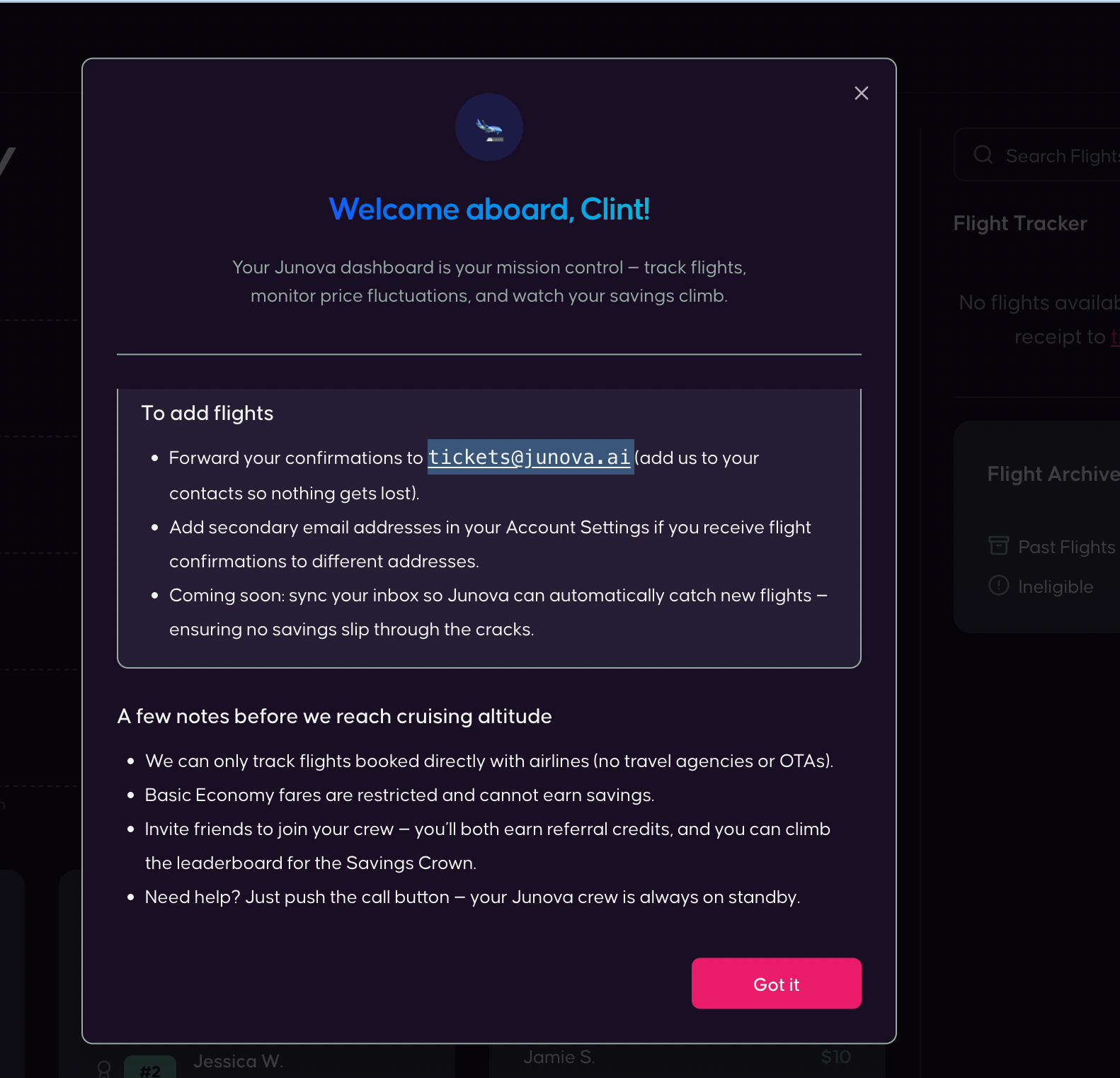 Junova welcome note. JUNOVA