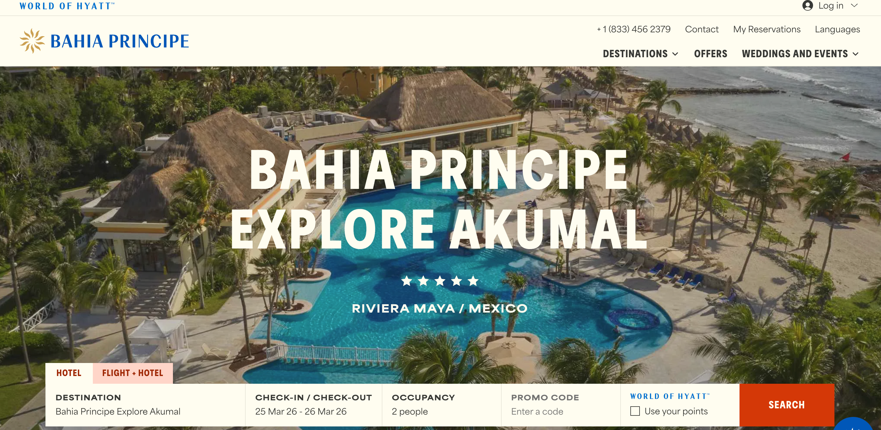 bahia principe website screenshot