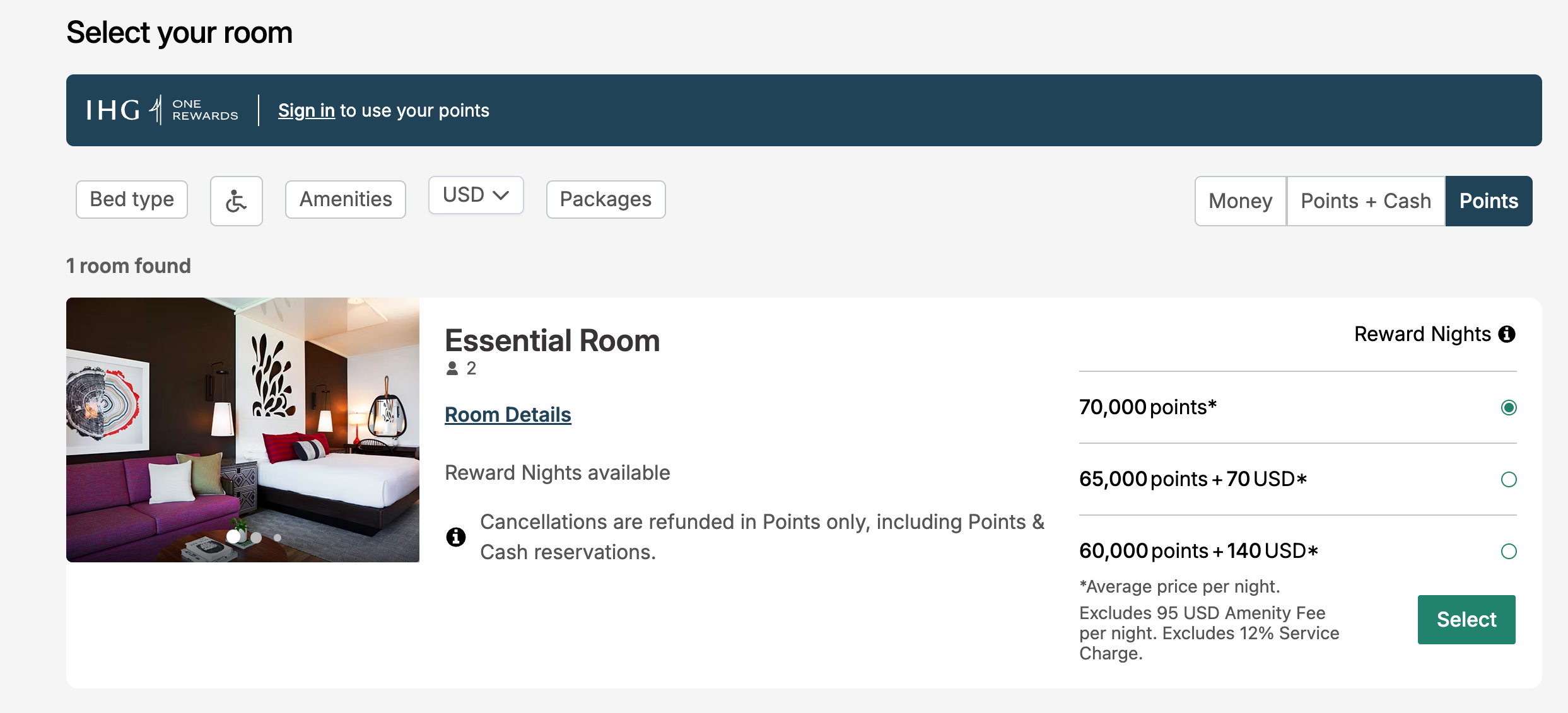screenshot of Kimpton hotels