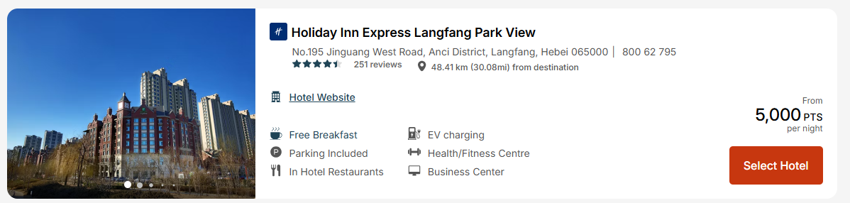 IHG award night for 5,000 points