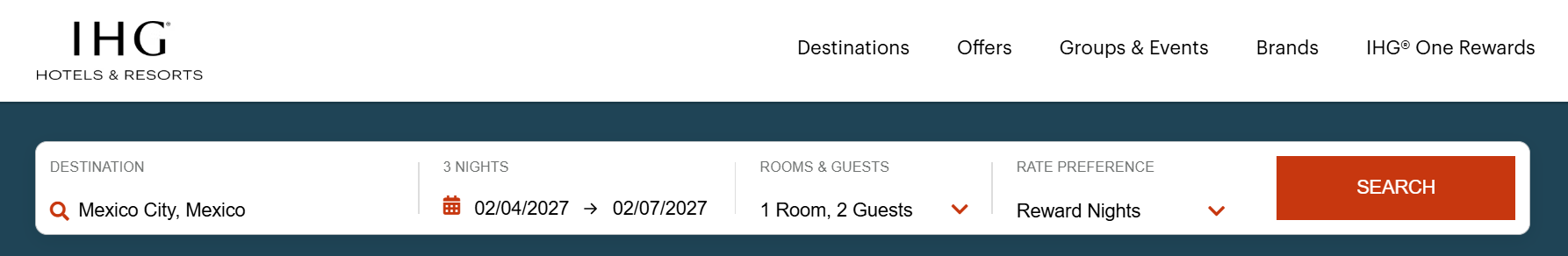 IHG award booking example