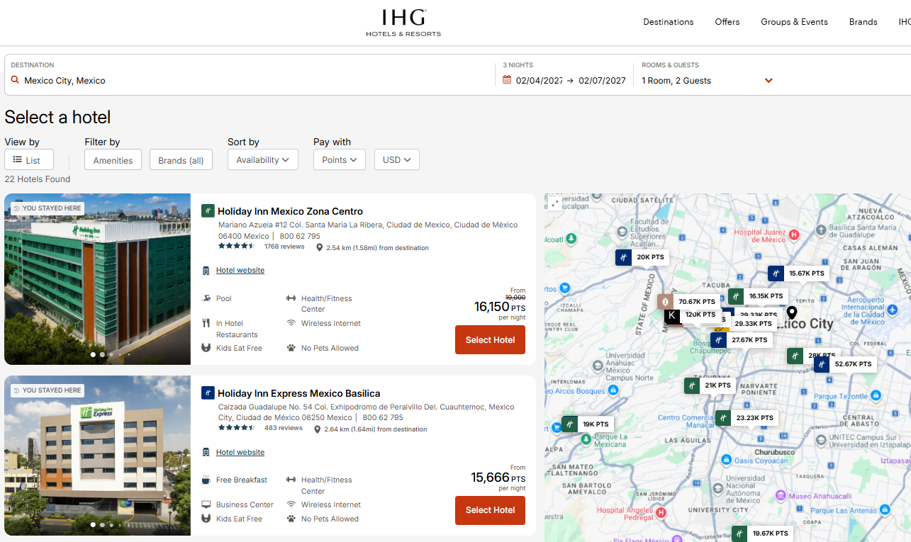 IHG award booking example