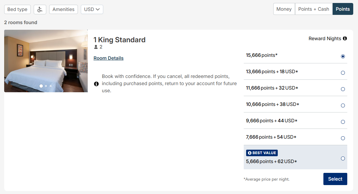 IHG award booking example