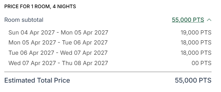 IHG fourth night free benefit on my IHG Premier card