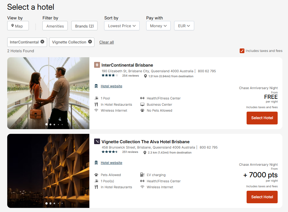 Redeeming an IHG free night certificate