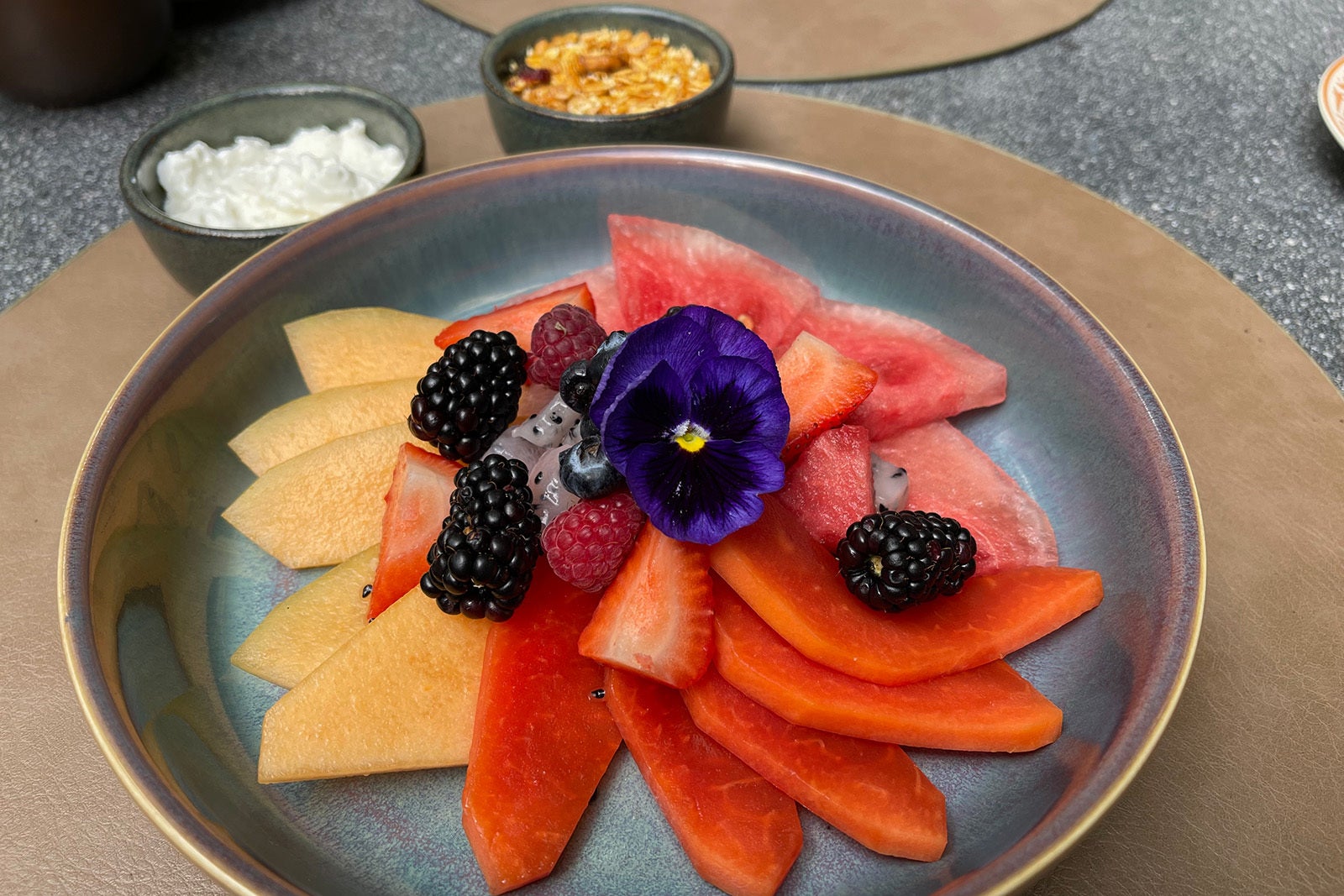 The fruit plate as part of the complimentary Globalist breakfast at Hyatt's Numu Boutique Hotel San Miguel de Allende, Mexico