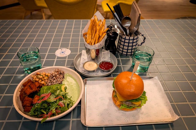 Bowl, burger and fries at Caption by Hyatt Central Sydney