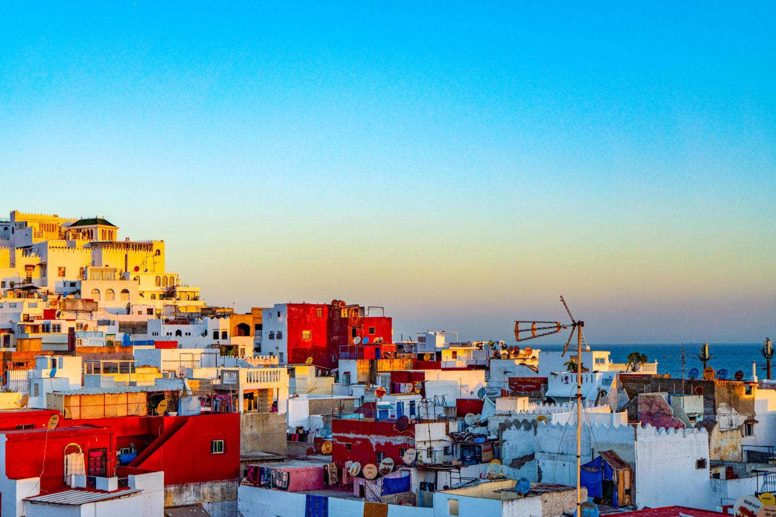 Residences scene at African side of the Strait of Gibraltar, Tangier, Morocco