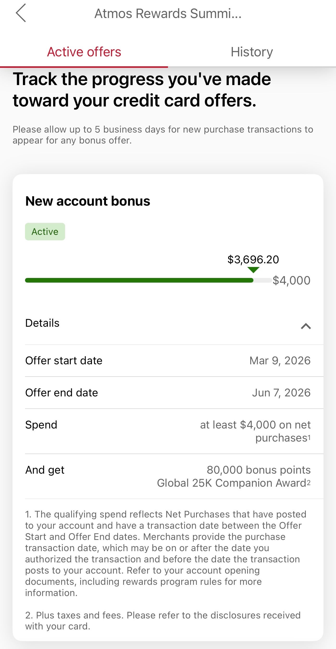 BofA Atmos Rewards Summit tracker