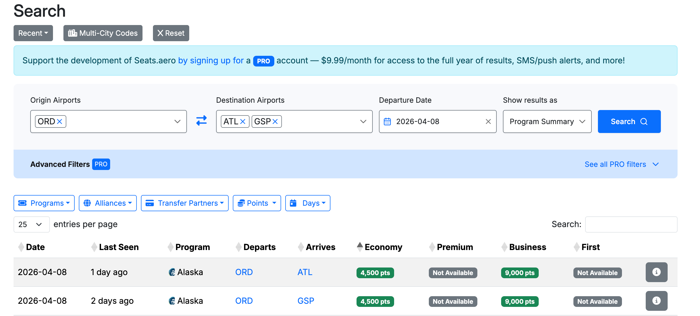 Same-day flight from ORD to ATL, GSP
