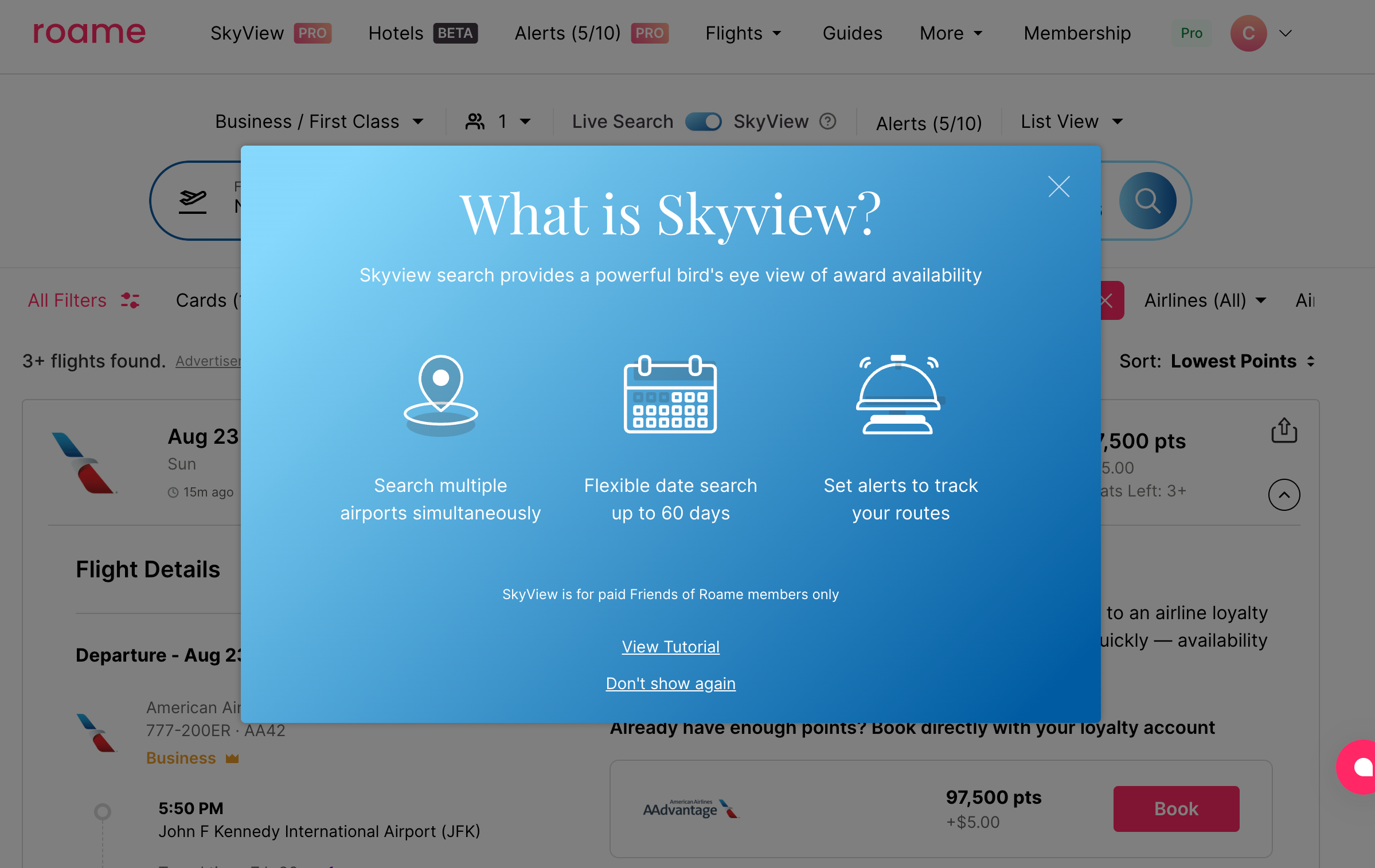 Roame Skyview search.