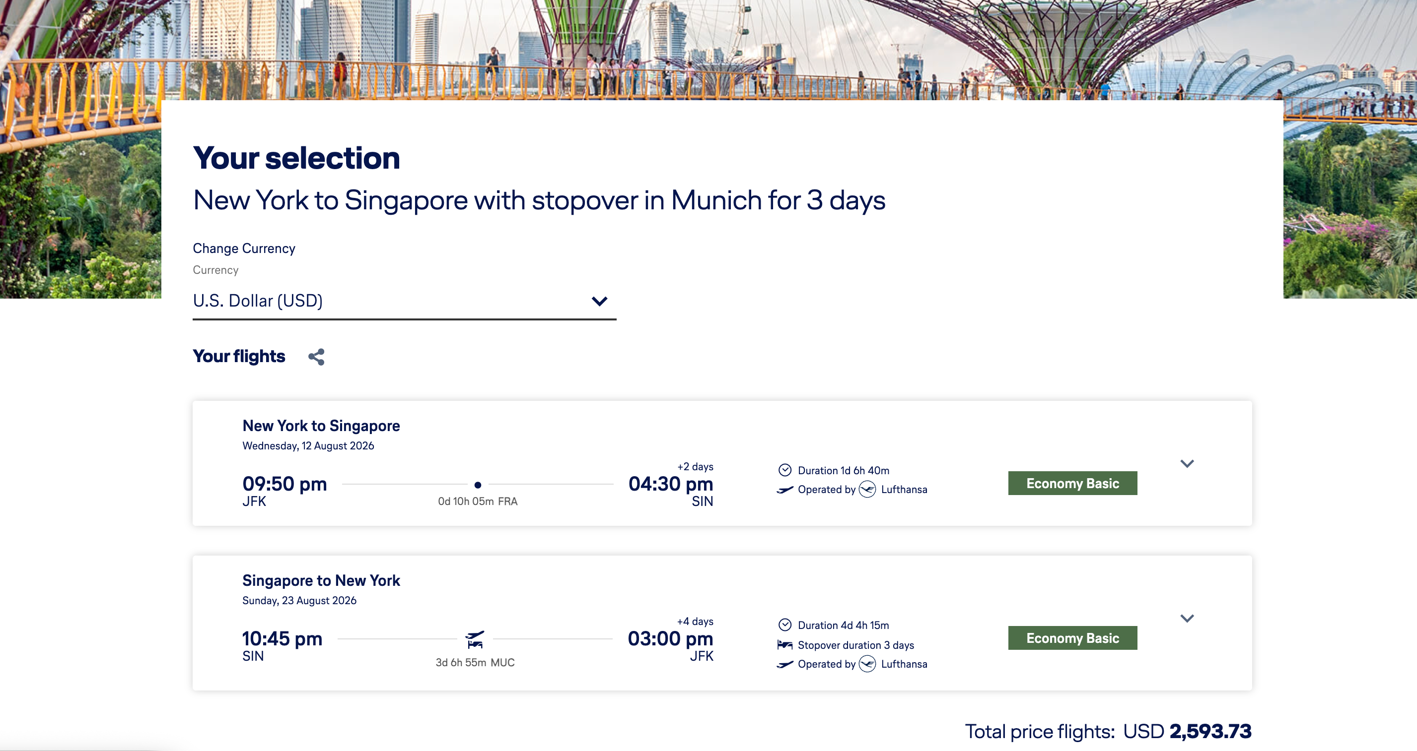 lufthansa booking page
