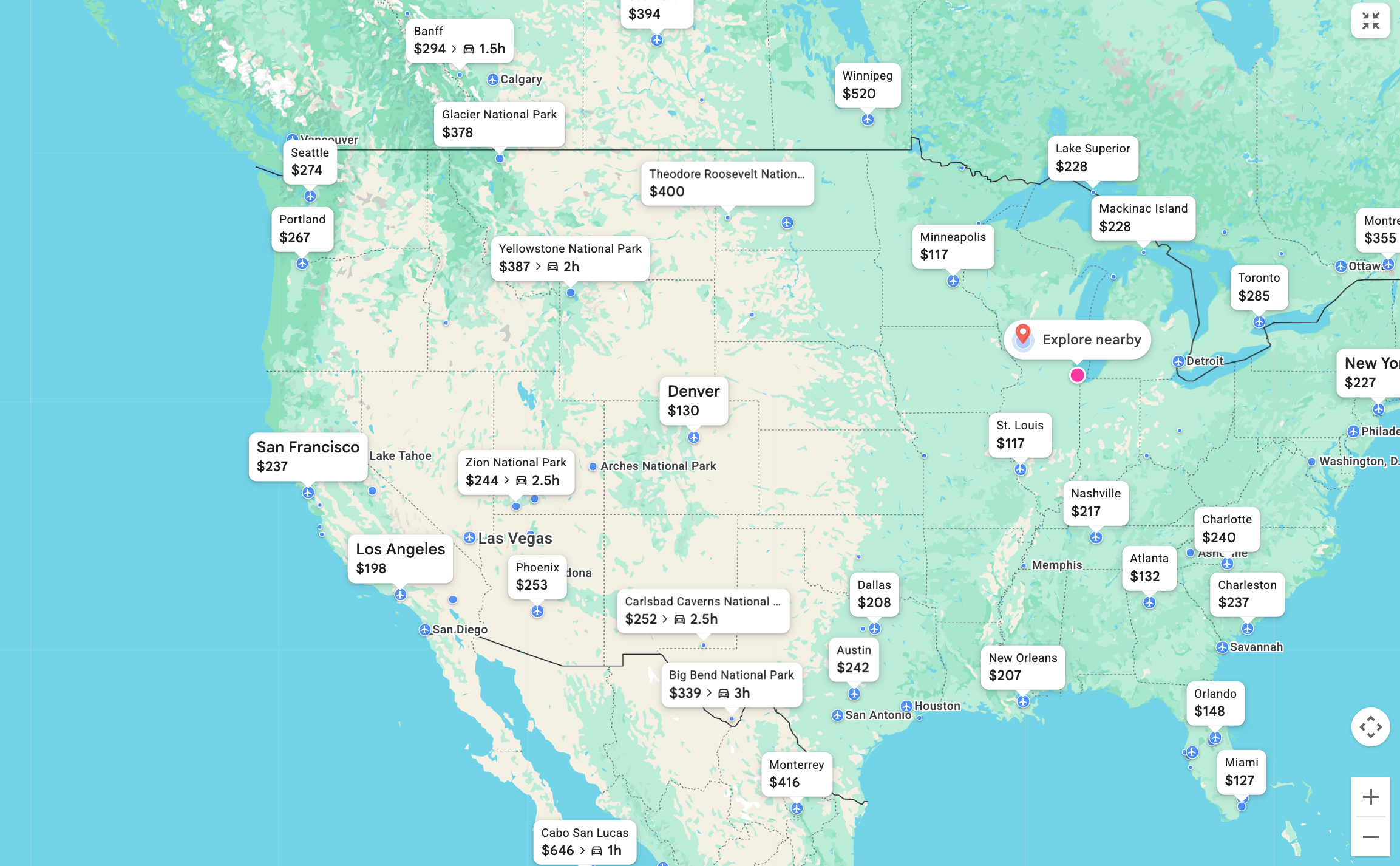 google flights explore
