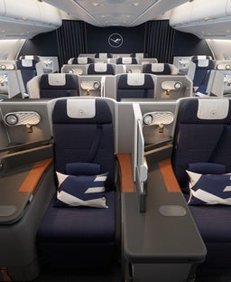 Lufthansa's first Airbus A380 with upgraded business class debuts on flight to LAX