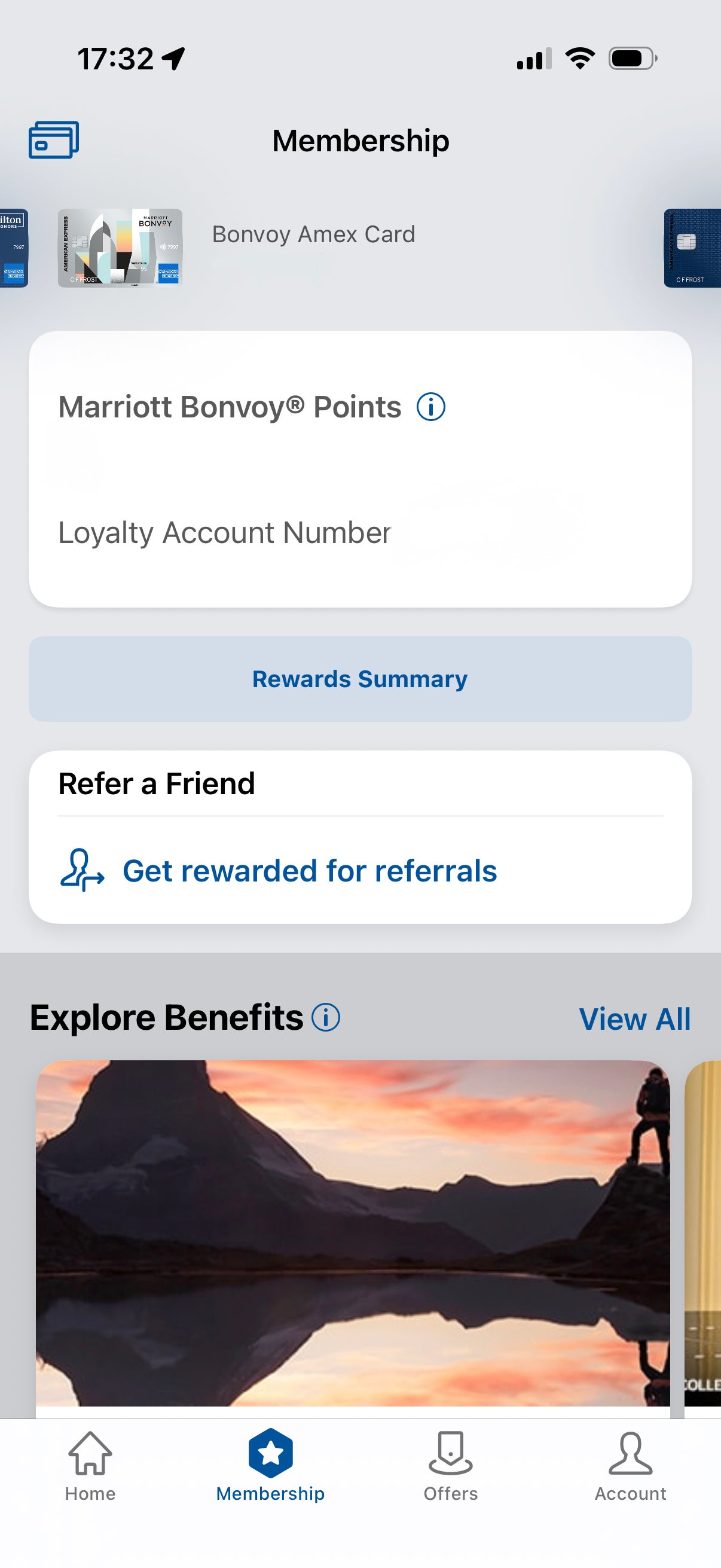 Amex referral page mobile