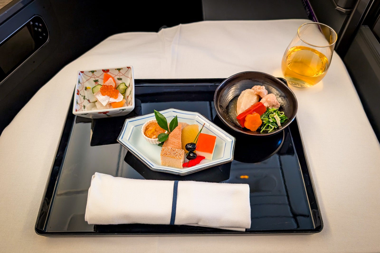 ANA The Room business class departure meal service
