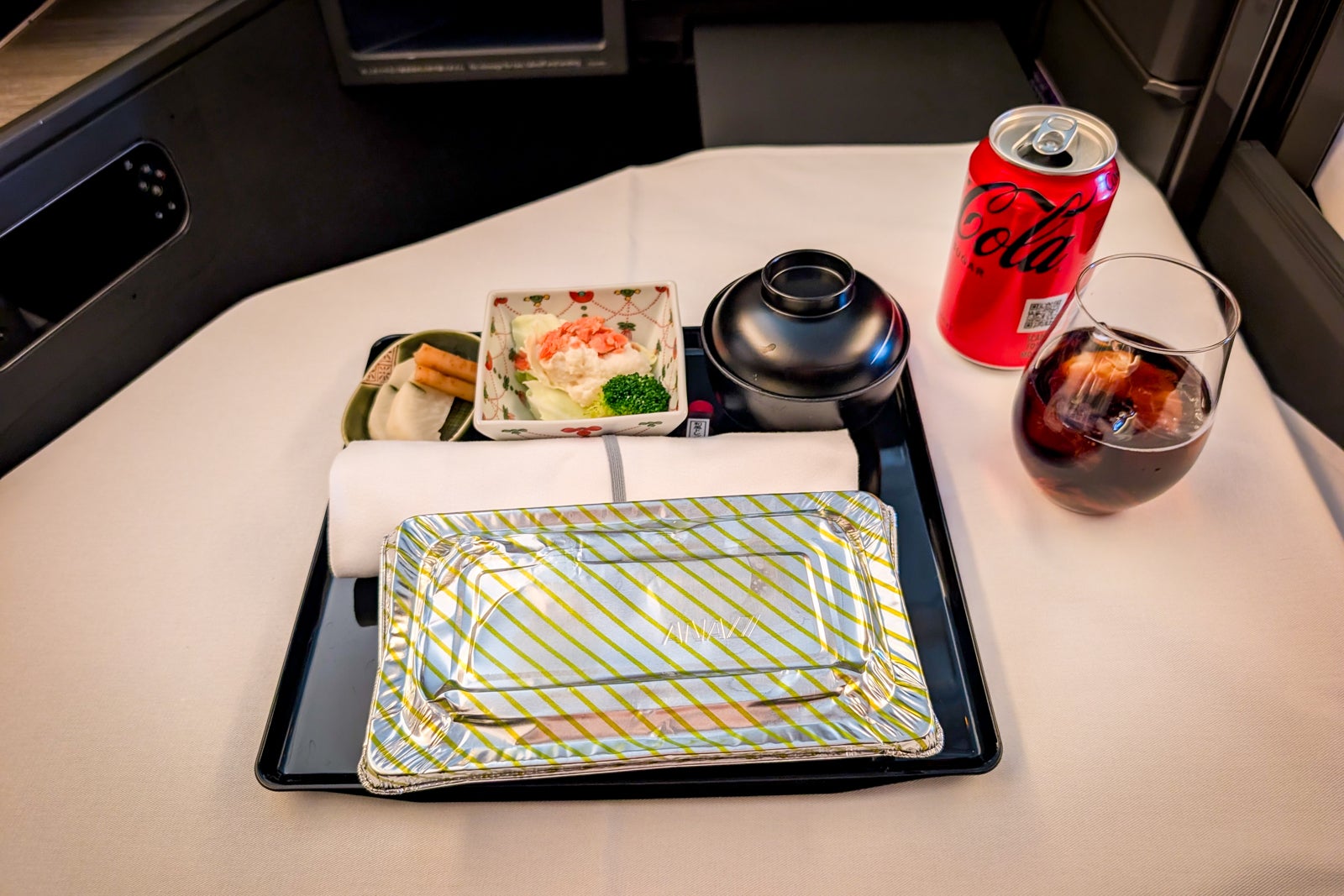 ANA The Room business class arrival meal service