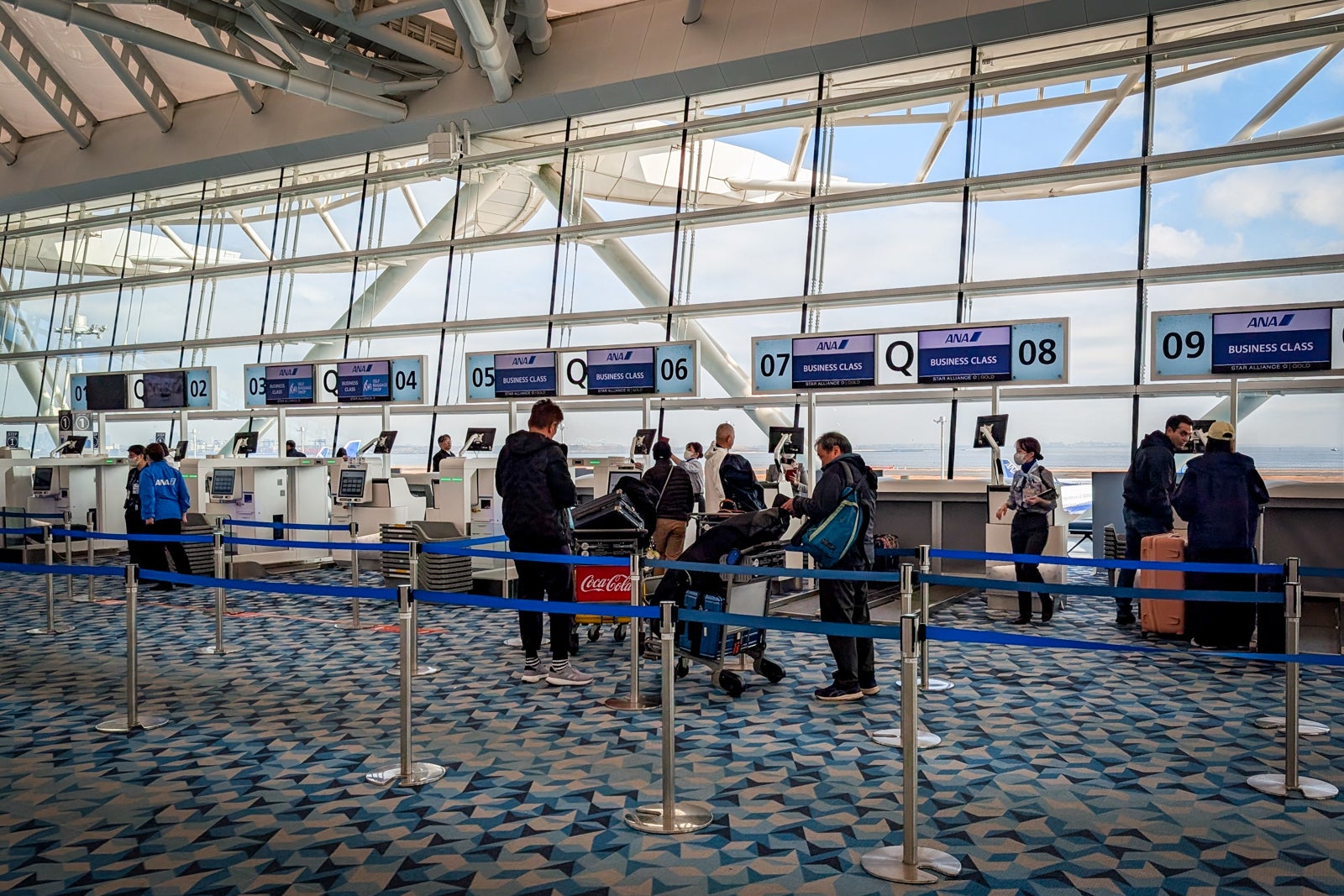 ANA business class check-in area at Tokyo Haneda