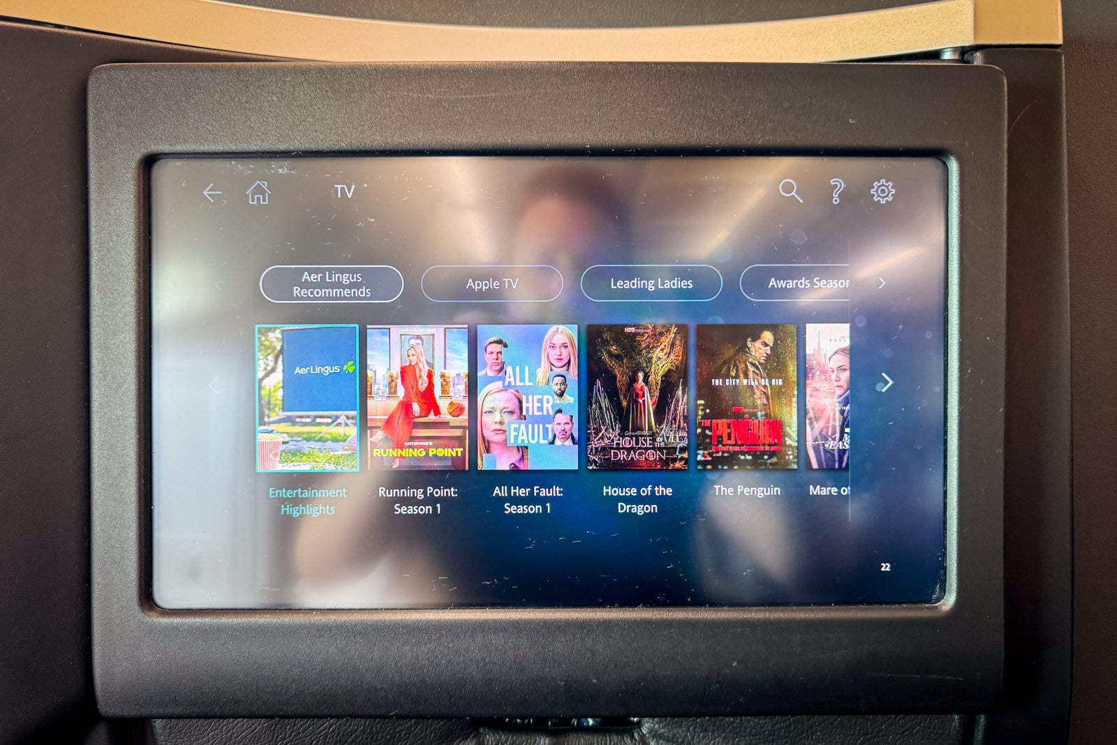 aer lingus IFE screen