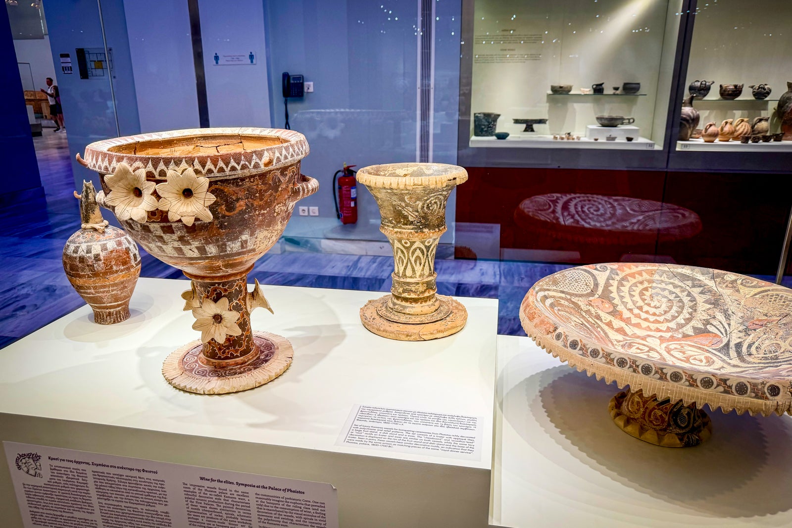 Ancient Minoan pottery at the Heraklion Archeological Museum in Heraklion, Crete.