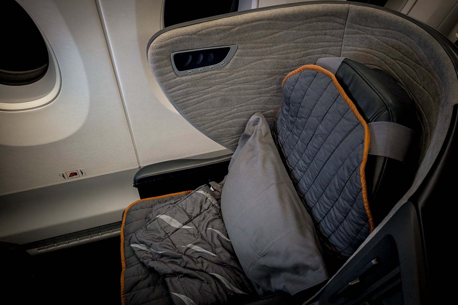 Turkish Airlines A350-900 business class seat with seat cushion