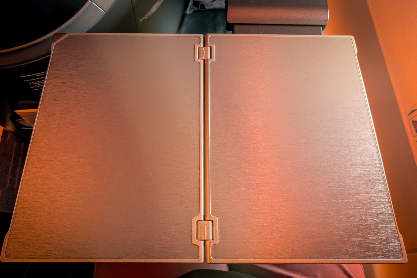 Tray table for a Turkish Airlines A350-900 business class seat
