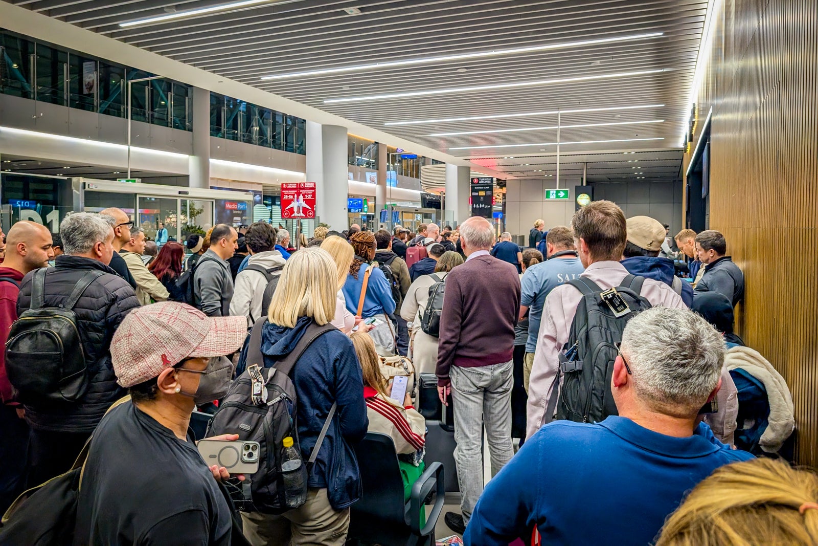 Boarding area for a Turkish Airlines flight departing Istanbul