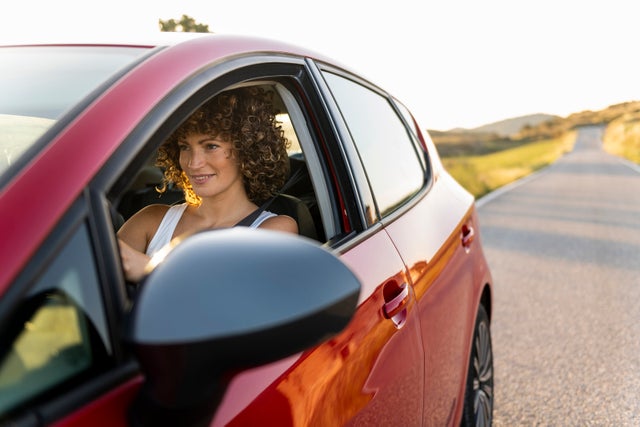 Woman driving a car