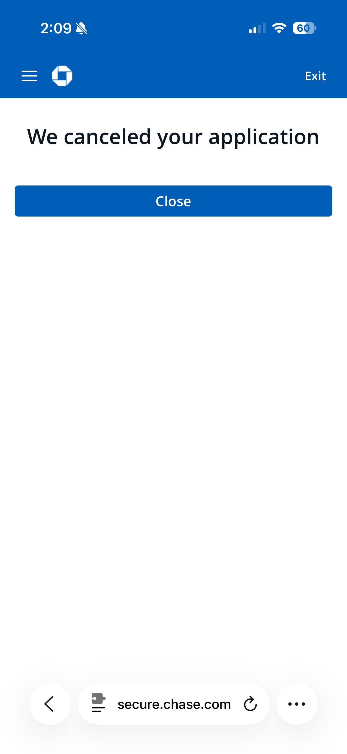Canceled Chase Sapphire Reserve application