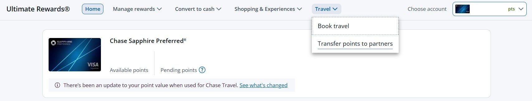 Transferring Chase points to United