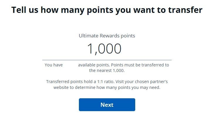 Transferring Chase points to United