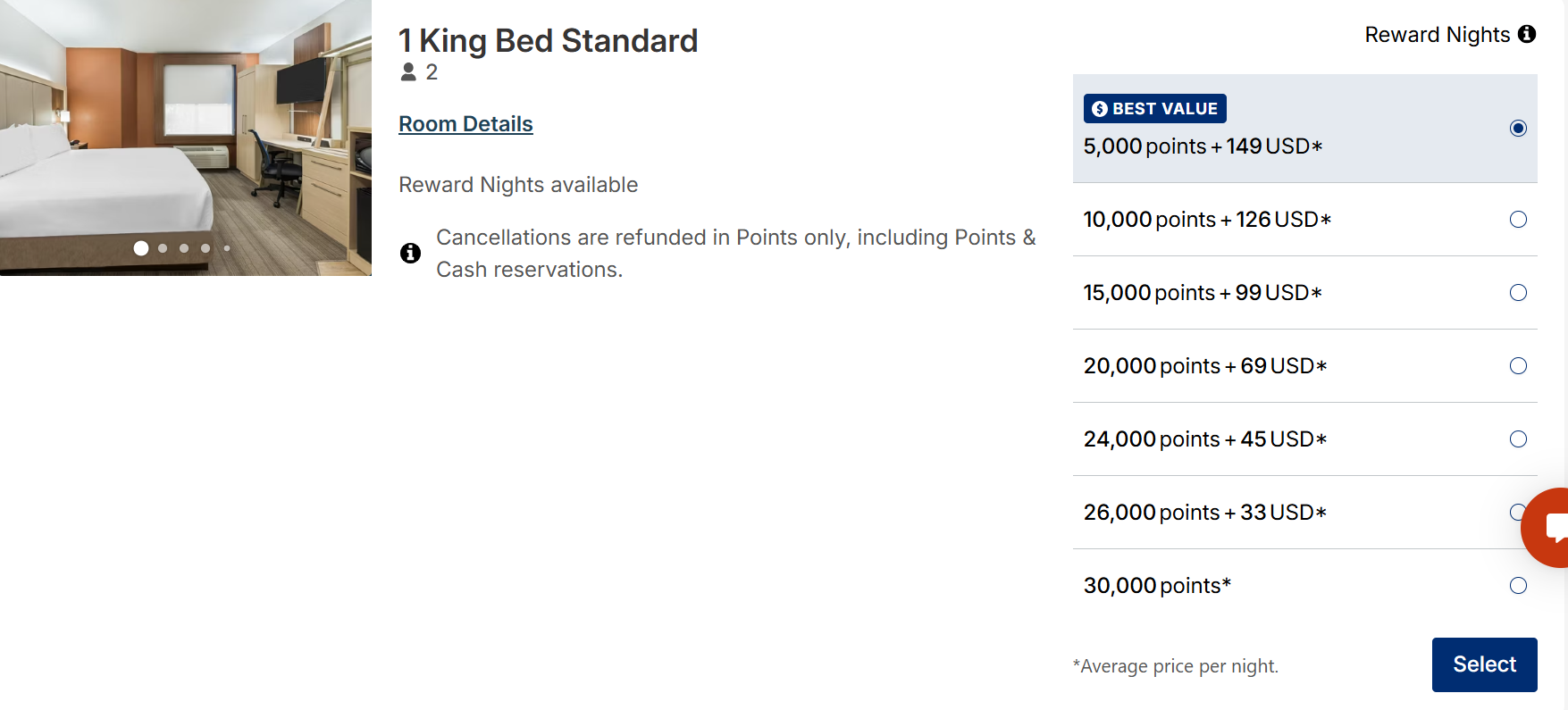 IHG points and cash booking