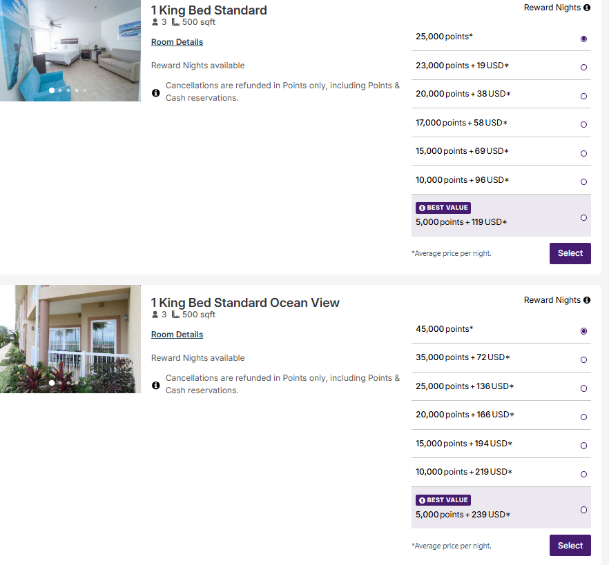You can book a premium room with points at the Holiday Inn Resort Grand Cayman