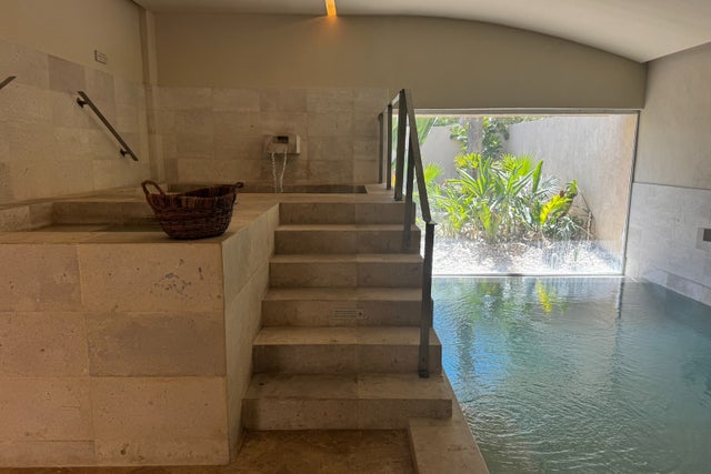 Spa hydrotherapy circuit with blue plunge pool at Westin Playa Vallarta Spa