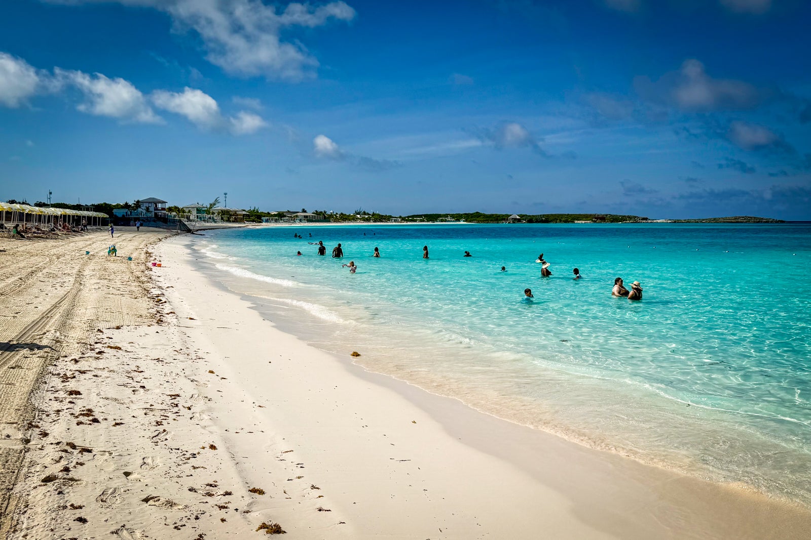 The long crescent beach at RelaxAway Half Moon Cay, Carnival's private island in The Bahamas.