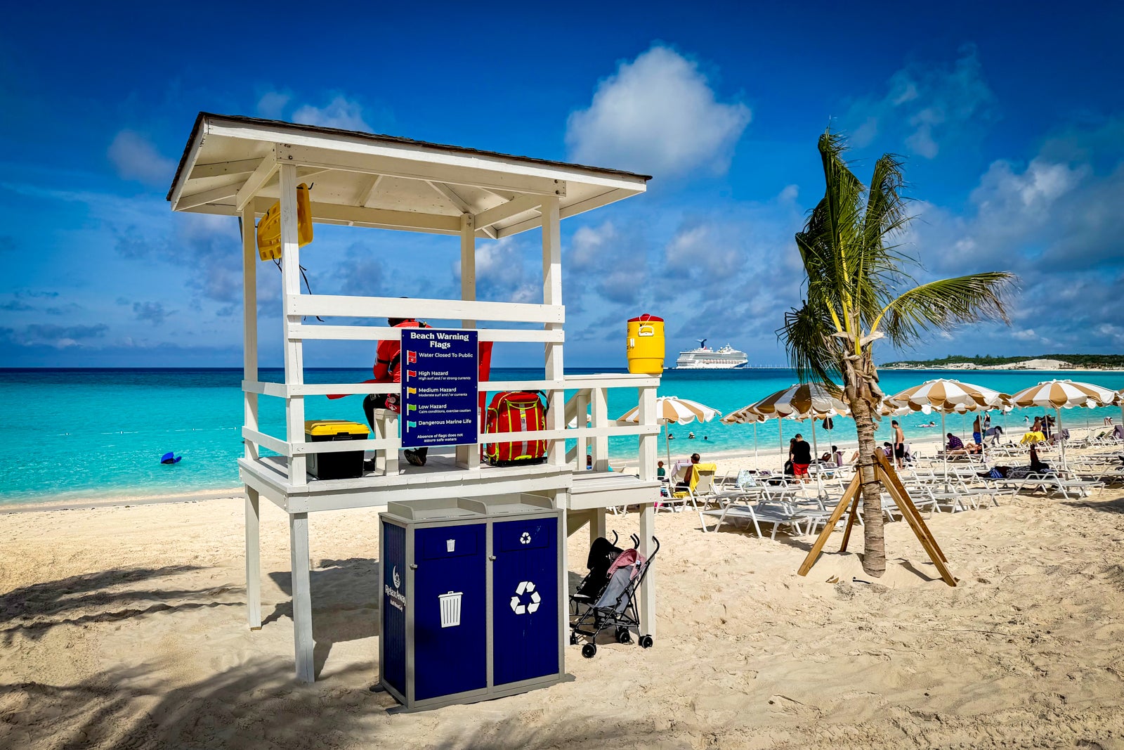 A lifeguard station at RelaxAway, Half Moon Cay.
