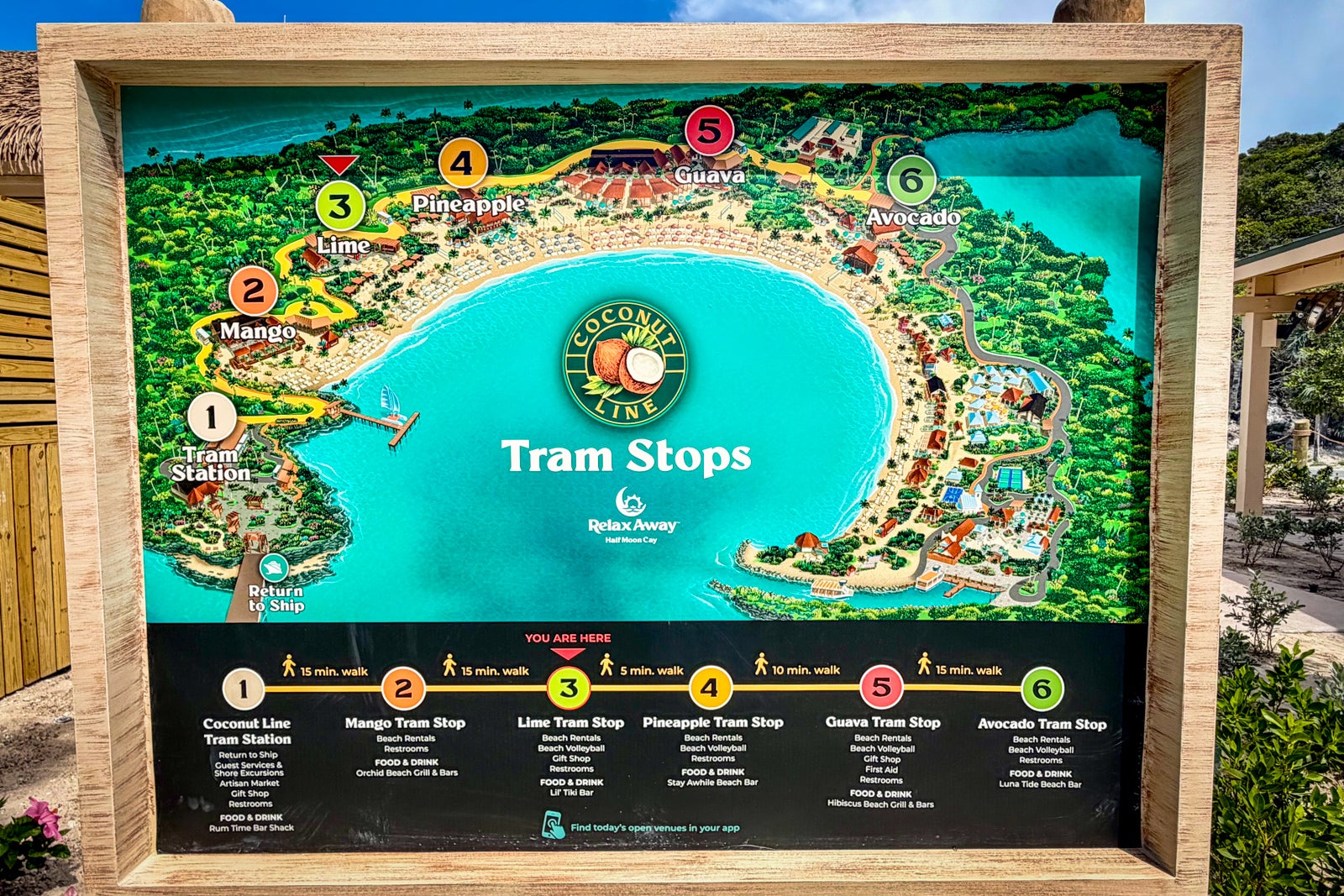 The map for RelaxAway, Half Moon Cay.