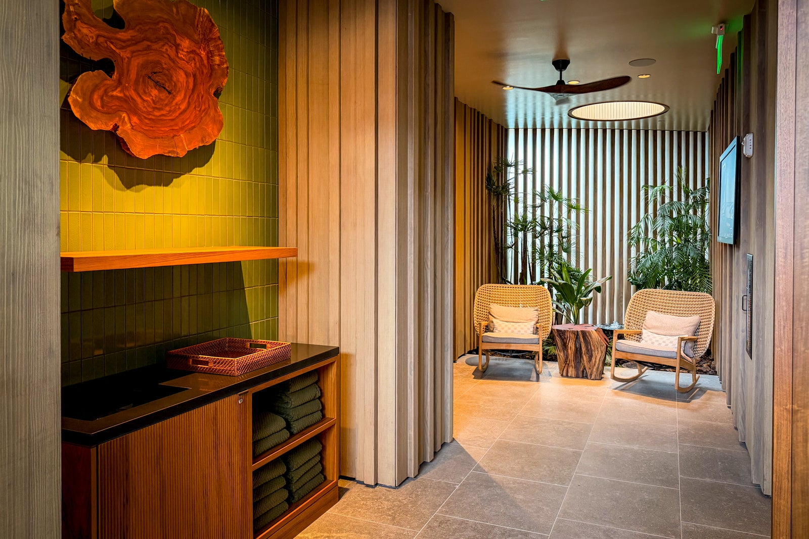 Mauna Kea Beach Hotel Ceiling Fan, Chair, Device, Floor, Flooring, Furniture, Indoors, Interior Design, Plant, Appliance