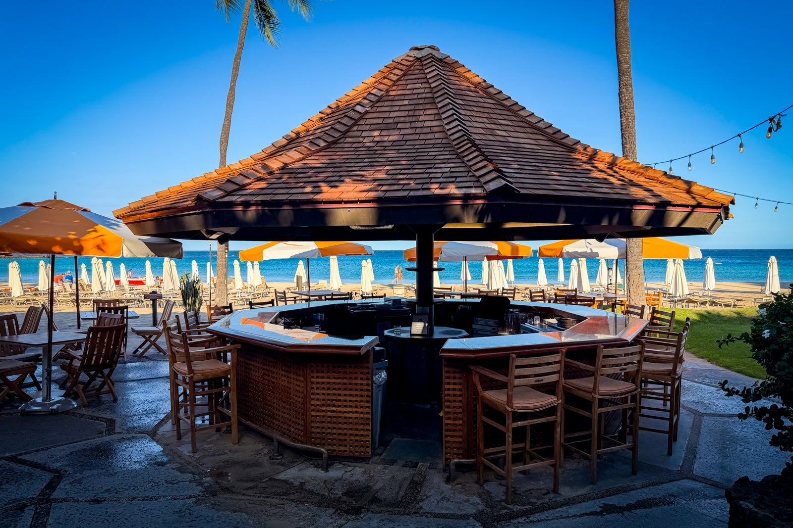Mauna Kea Beach Hotel Desk, Furniture, Hotel, Outdoors, Resort, Shelter, Table, Tub, Chair