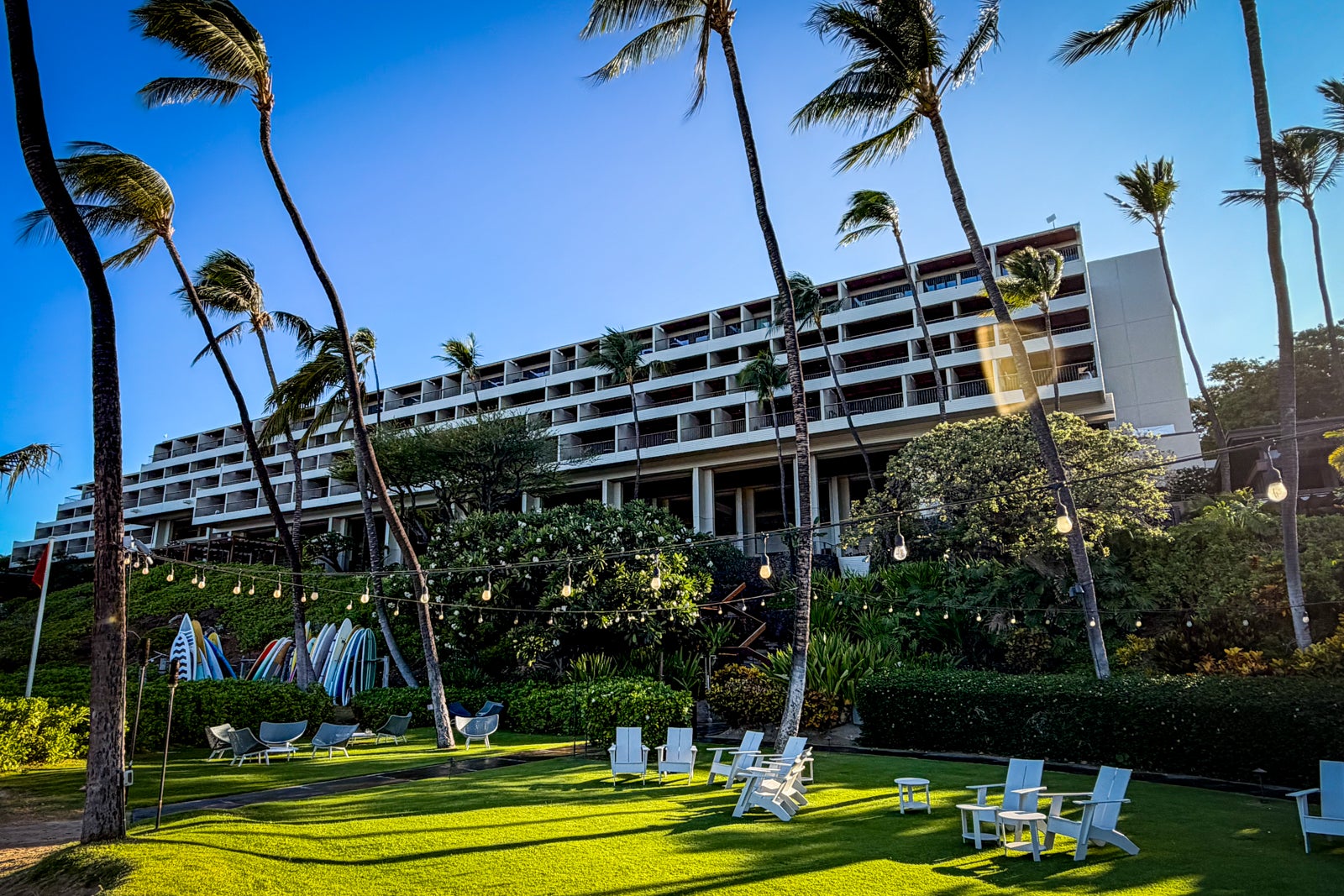 Mauna Kea Beach Hotel Chair, Grass, Hotel, Lawn, Outdoors, Resort, Summer, Tree, Building