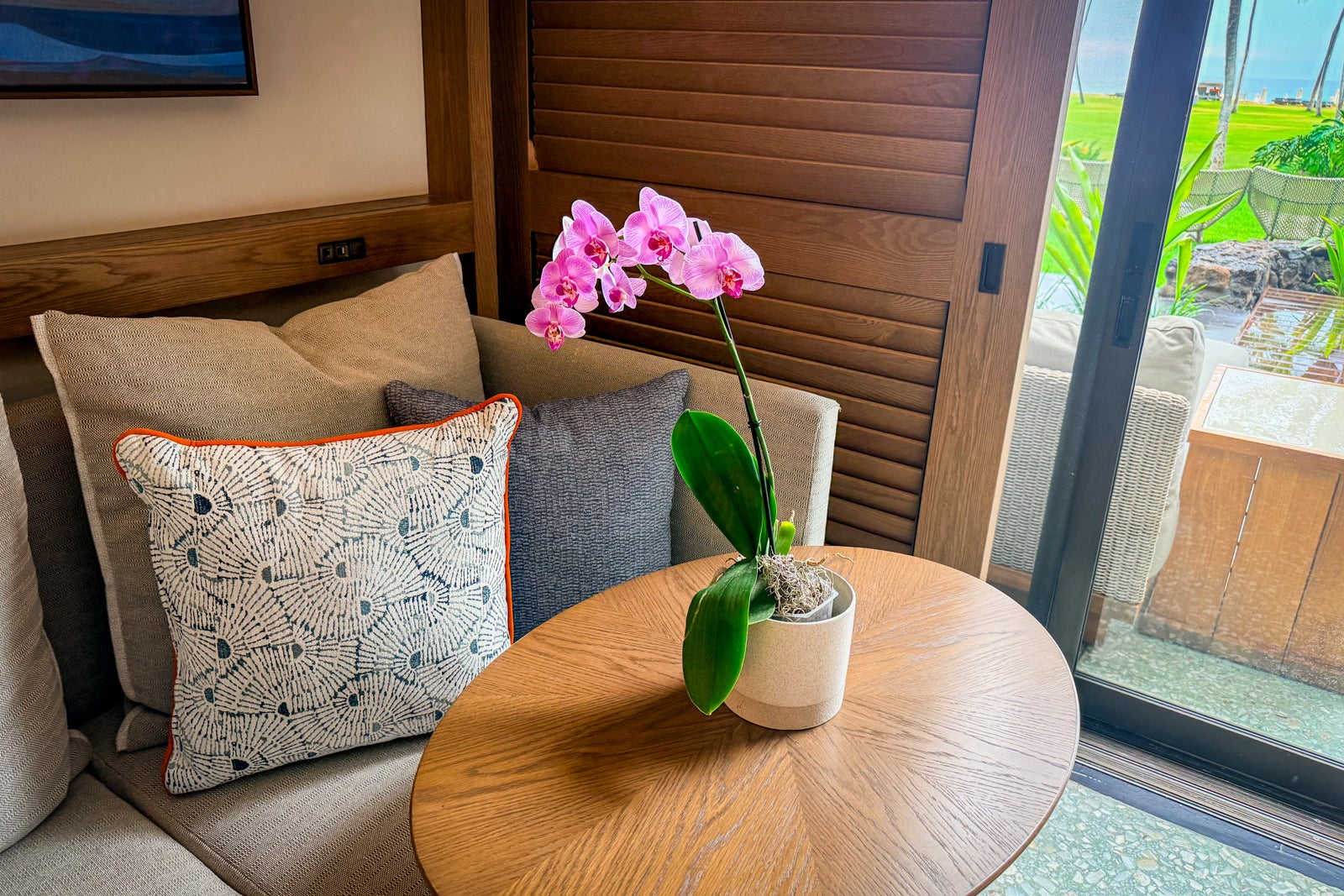 Mauna Kea Beach Hotel Cushion, Flower, Furniture, Home Decor, Indoors, Interior Design, Pillow, Table, Tabletop, Coffee Table