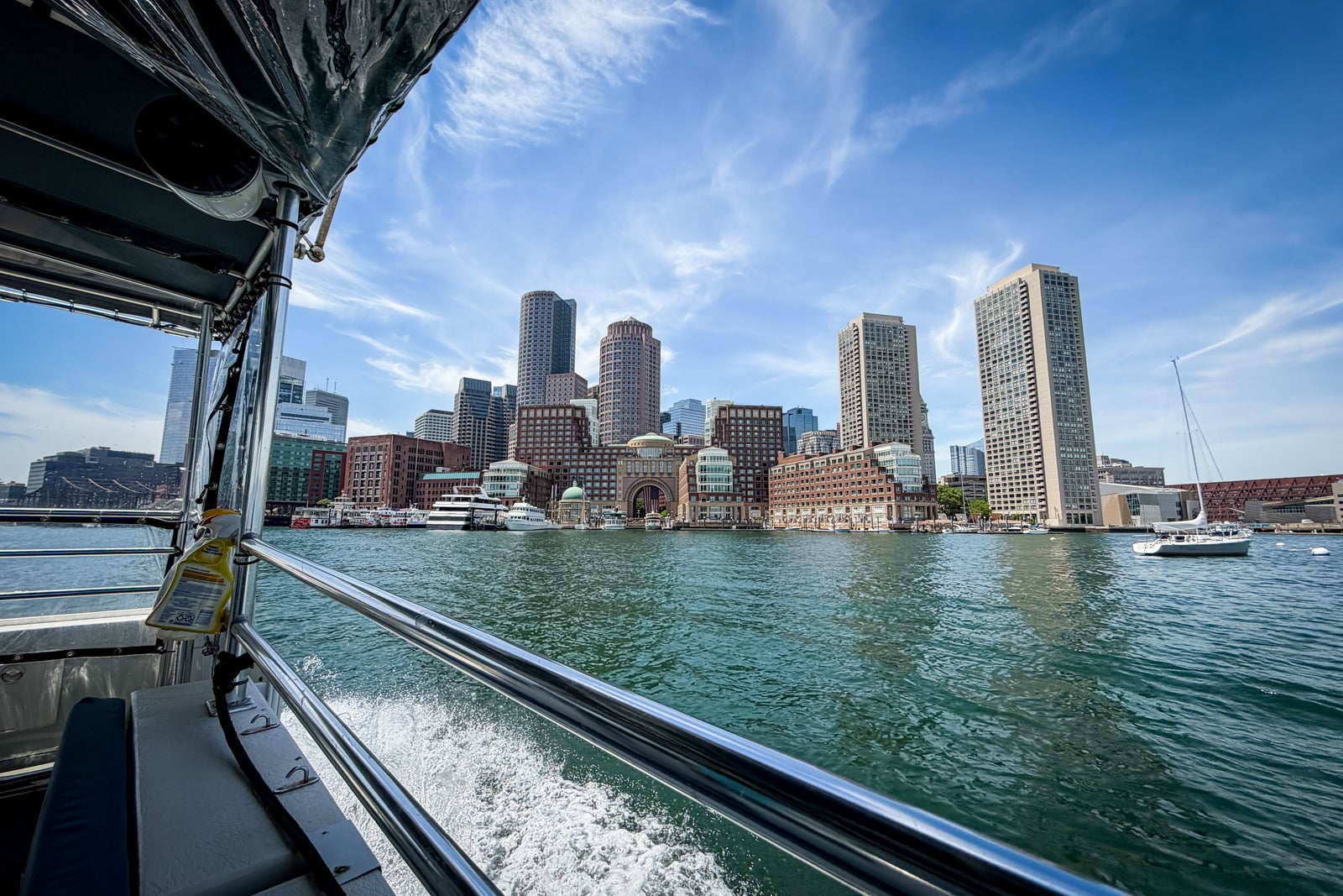 View of Boston's skyline for a water taxi.