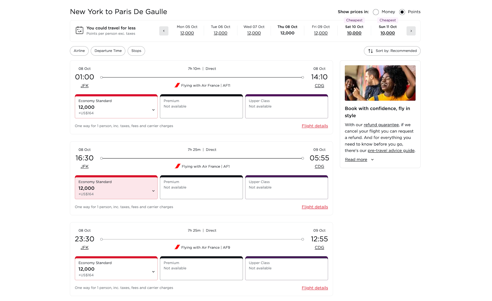Air France Virgin points reward.