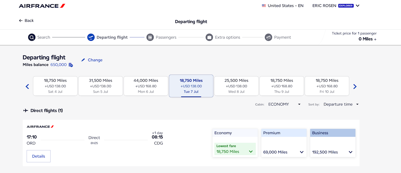 Air France promo reward example