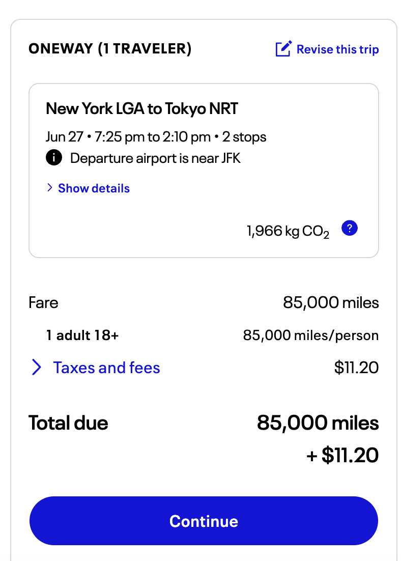 Available award on United Airlines. UNITED