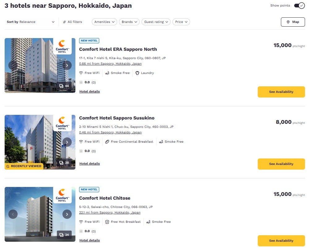 Choice hotels award nights in Japan