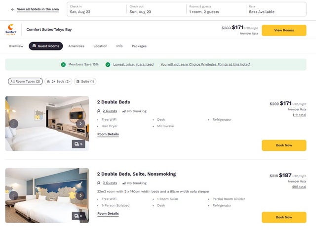 Choice hotels award nights in Japan