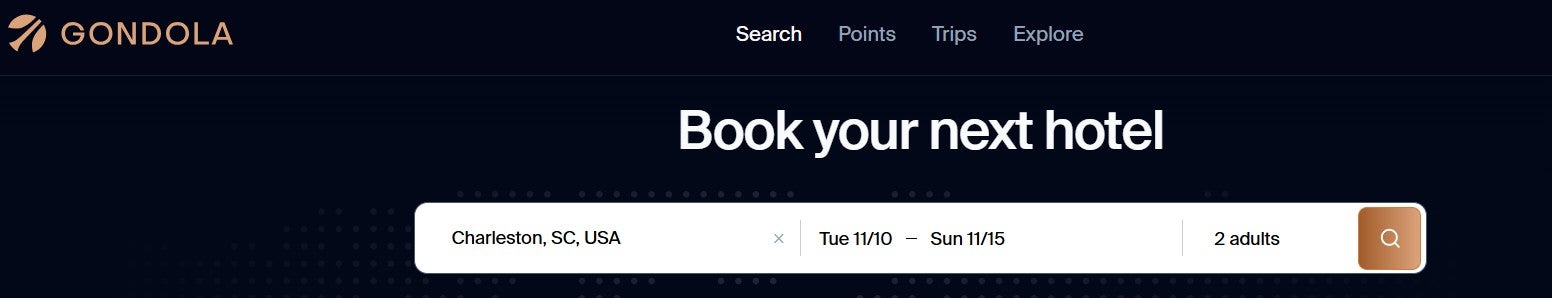 Booking a hotel stay through Gondola