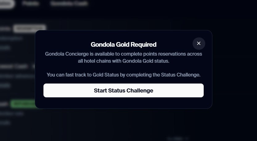 You need Gondola Gold status to book award stays through Gondola
