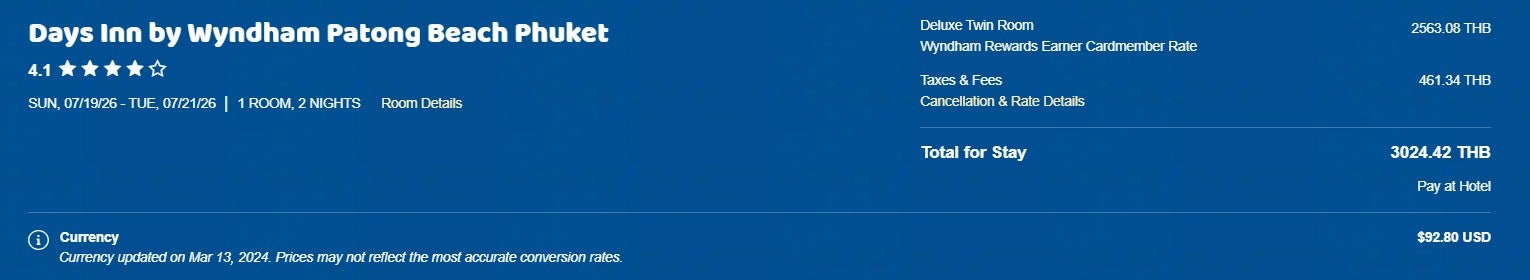 Wyndham rate in Phuket